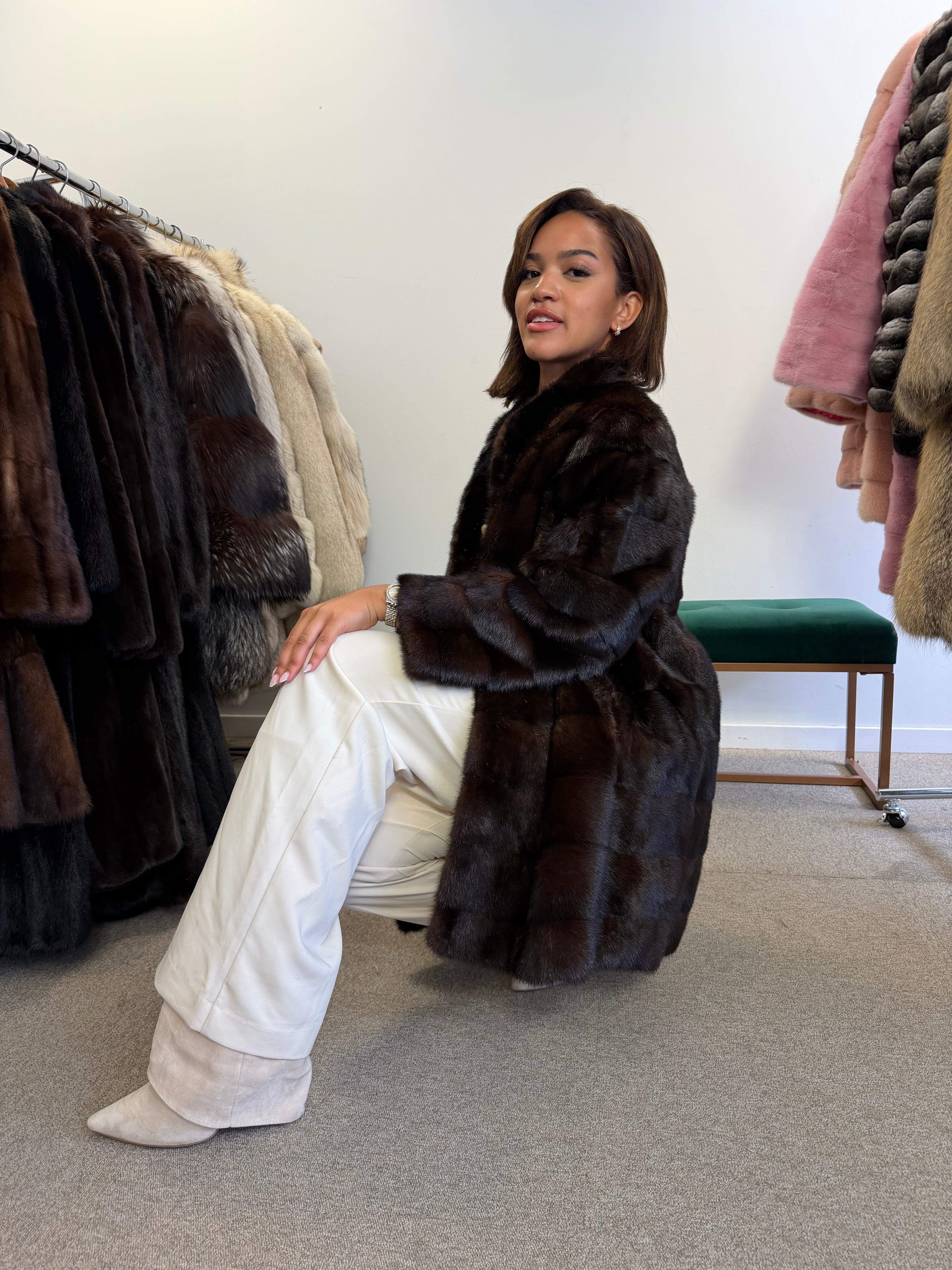 Mink Fur Jacket, Dark Brown, Medium