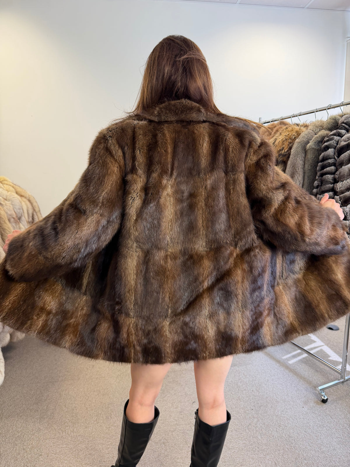 Brown Beaver Fur Jacket, Medium, Outlet