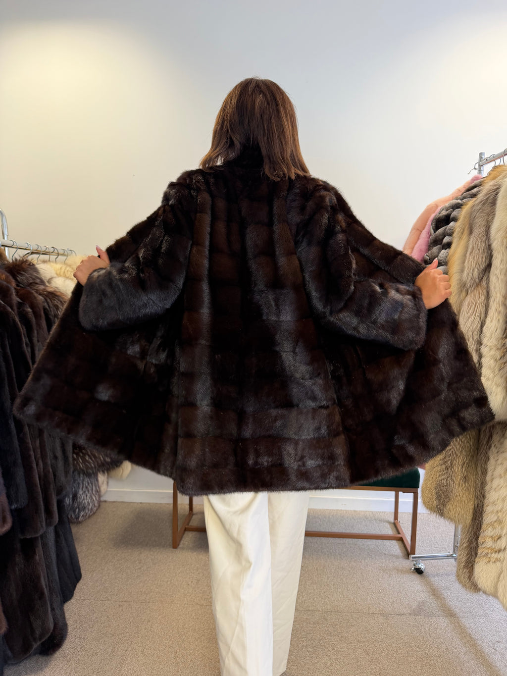Mink Fur Jacket, Dark Brown, Medium