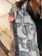 Silver Fox Fur Coat, Large, SAGA, Swinger, Trimmed