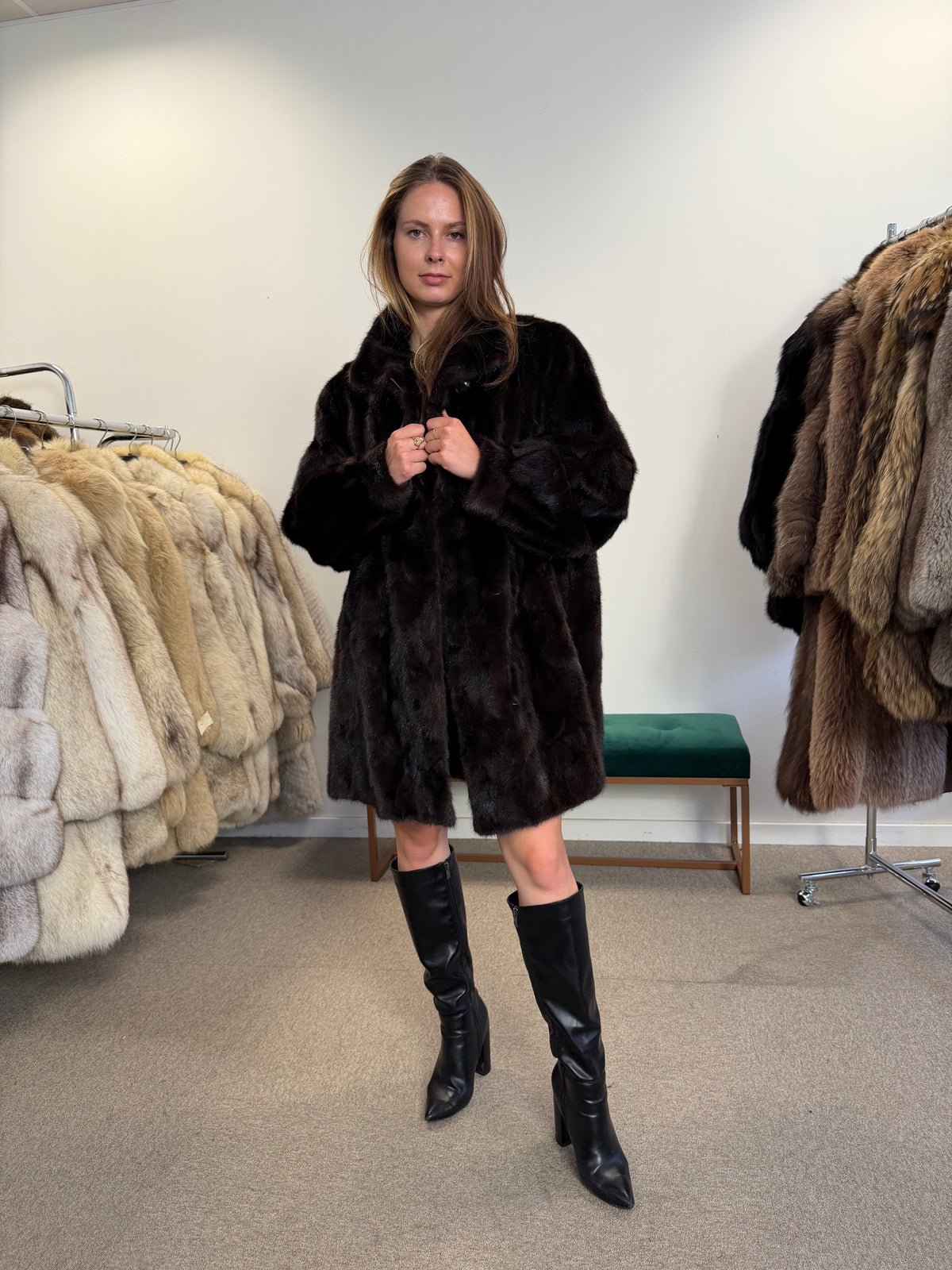Brown Mink Fur Jacket, XL, Wagner Pelzhaus