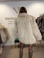 White SAGA Fox Fur Jacket, Medium