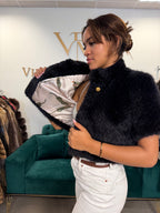 Dark Blue Mink Fur Jacket, M/L, New, Luxury Design