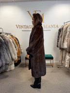 Brown Mink Fur Coat, XL, Single Button Front