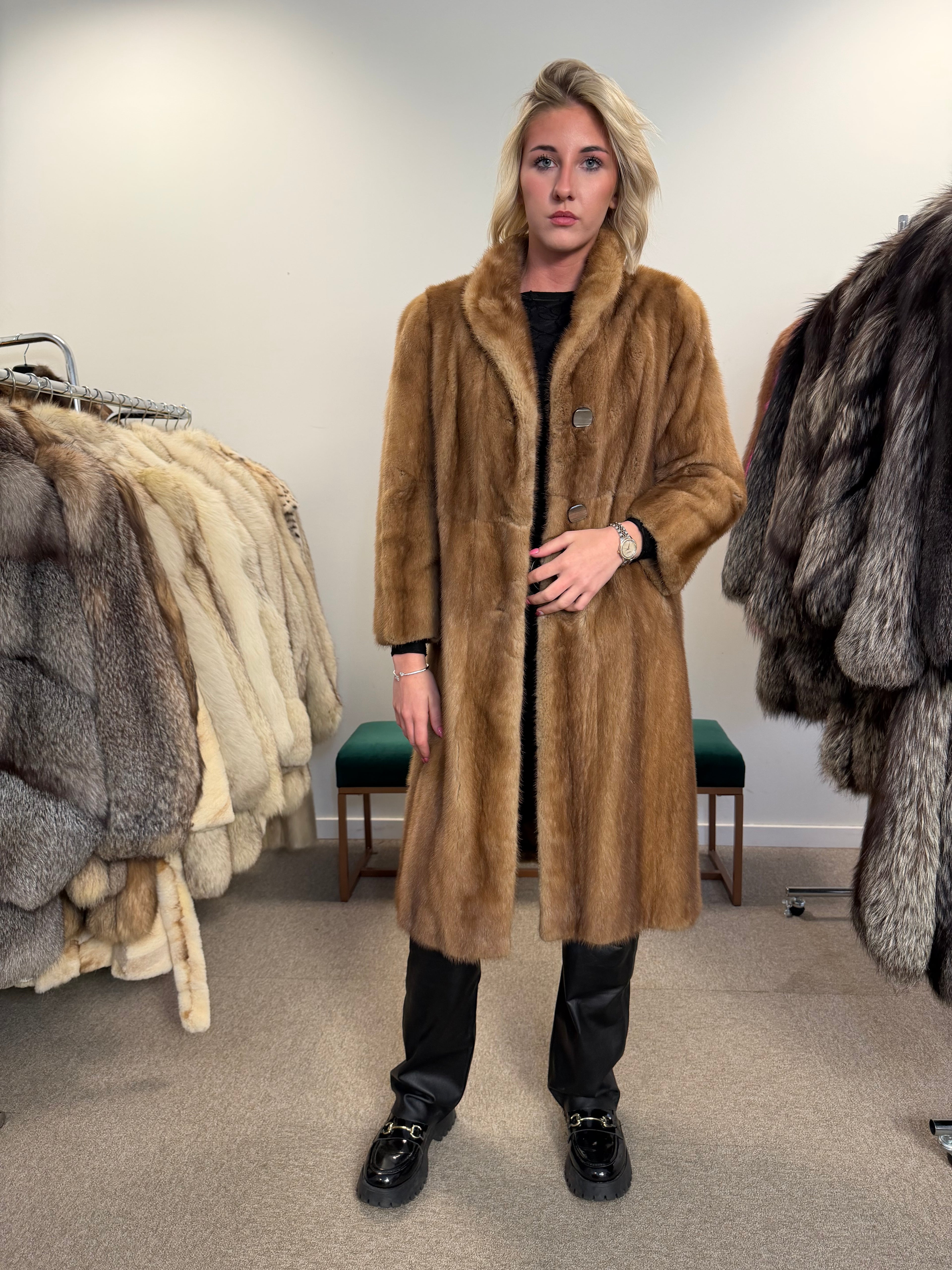 Mink Fur Coat, Pastel, Size S
