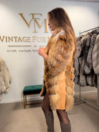 Red Fox Fur Jacket, Small, Trimmed, Short Sleeves