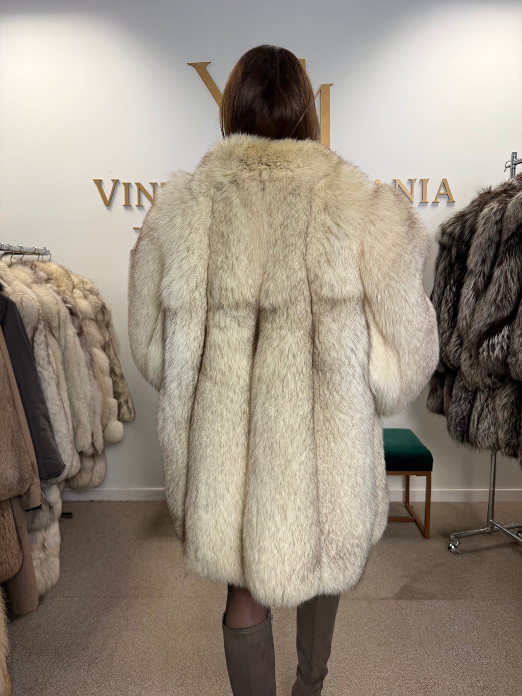 White Fox Fur Coat, Medium, Outlet
