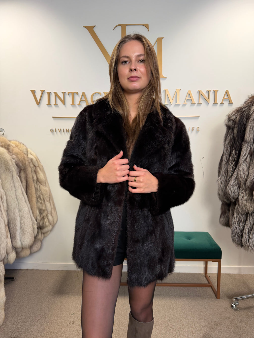 Dark Brown Mink Fur Jacket, Medium