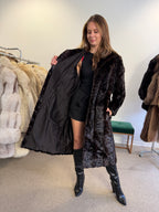 Brown Mink Fur Coat, Pieced, Full Length, Medium