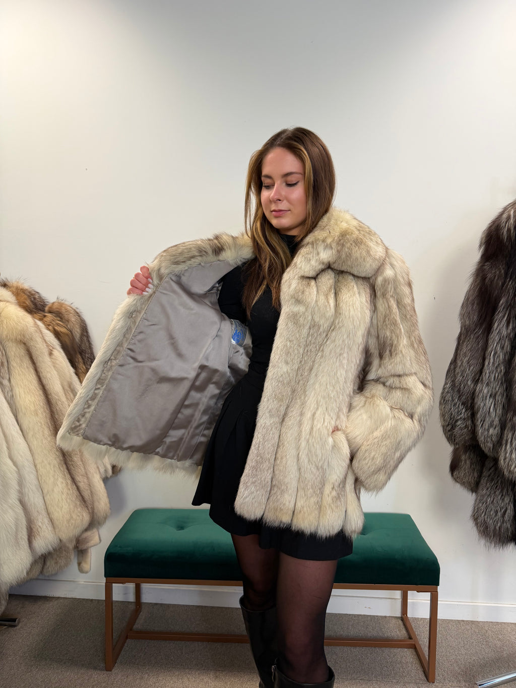 White Fox Fur Jacket, Medium size Polar fox