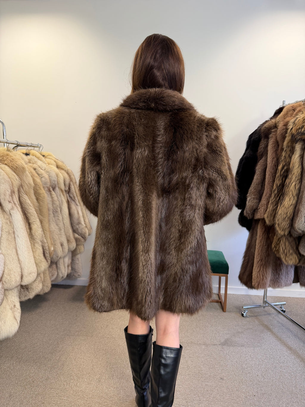 Brown Beaver Fur Jacket, Medium, Outlet Price