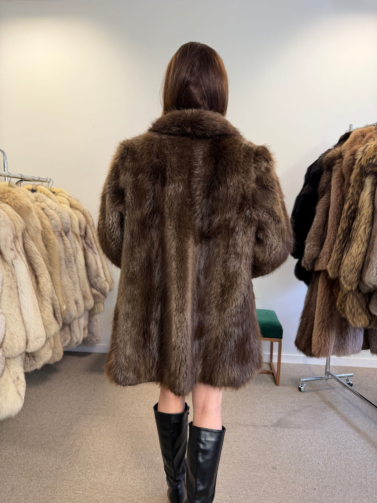 Brown Beaver Fur Jacket, Medium, Outlet Price