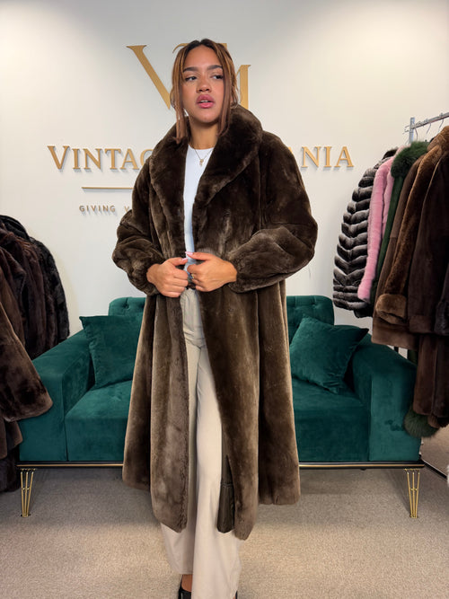 Sheared Beaver Fur Coat, Medium, Full Length
