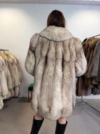 Blue Fox Fur Coat, Size M