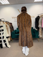 Luxury Pastel Mink Fur Coat, Large, Two-Tone Design