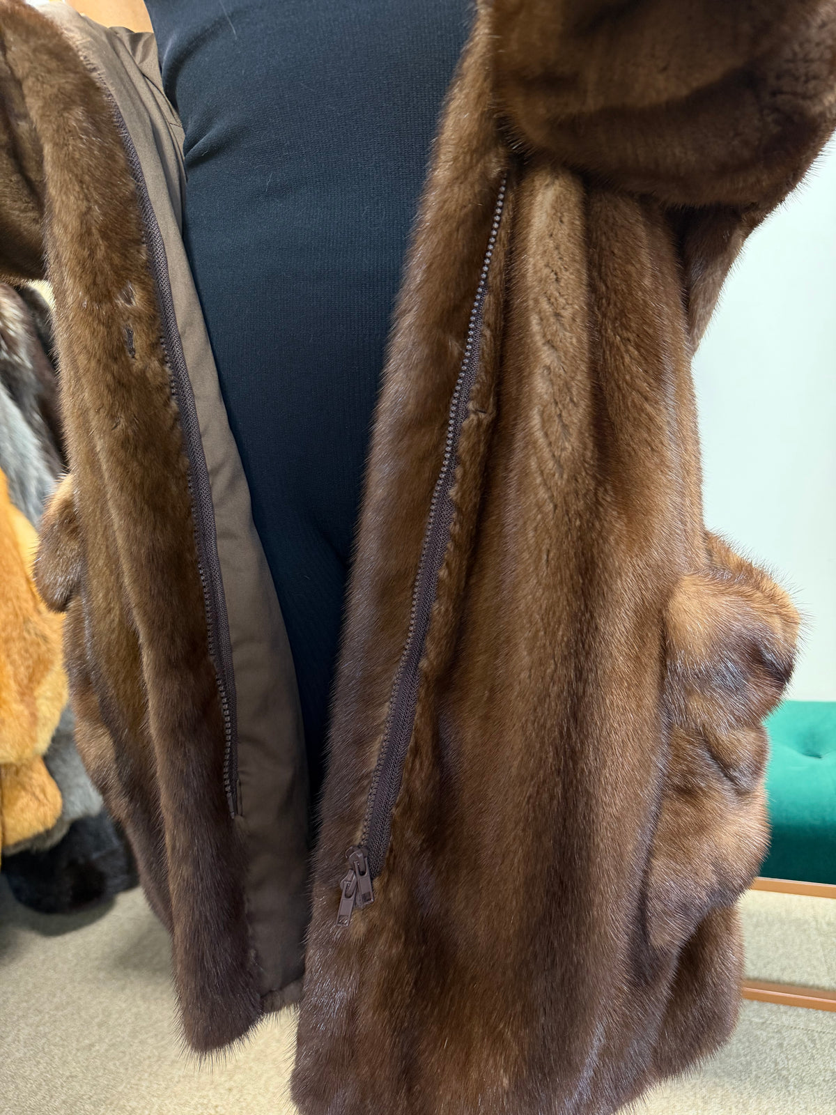 Pierre Balmain Mink Fur Coat, Brown, Medium, French Luxury