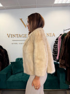 Short White Mink Fur Jacket, Large