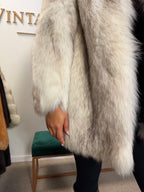 White Blue Fox Fur Coat, Soft, Small