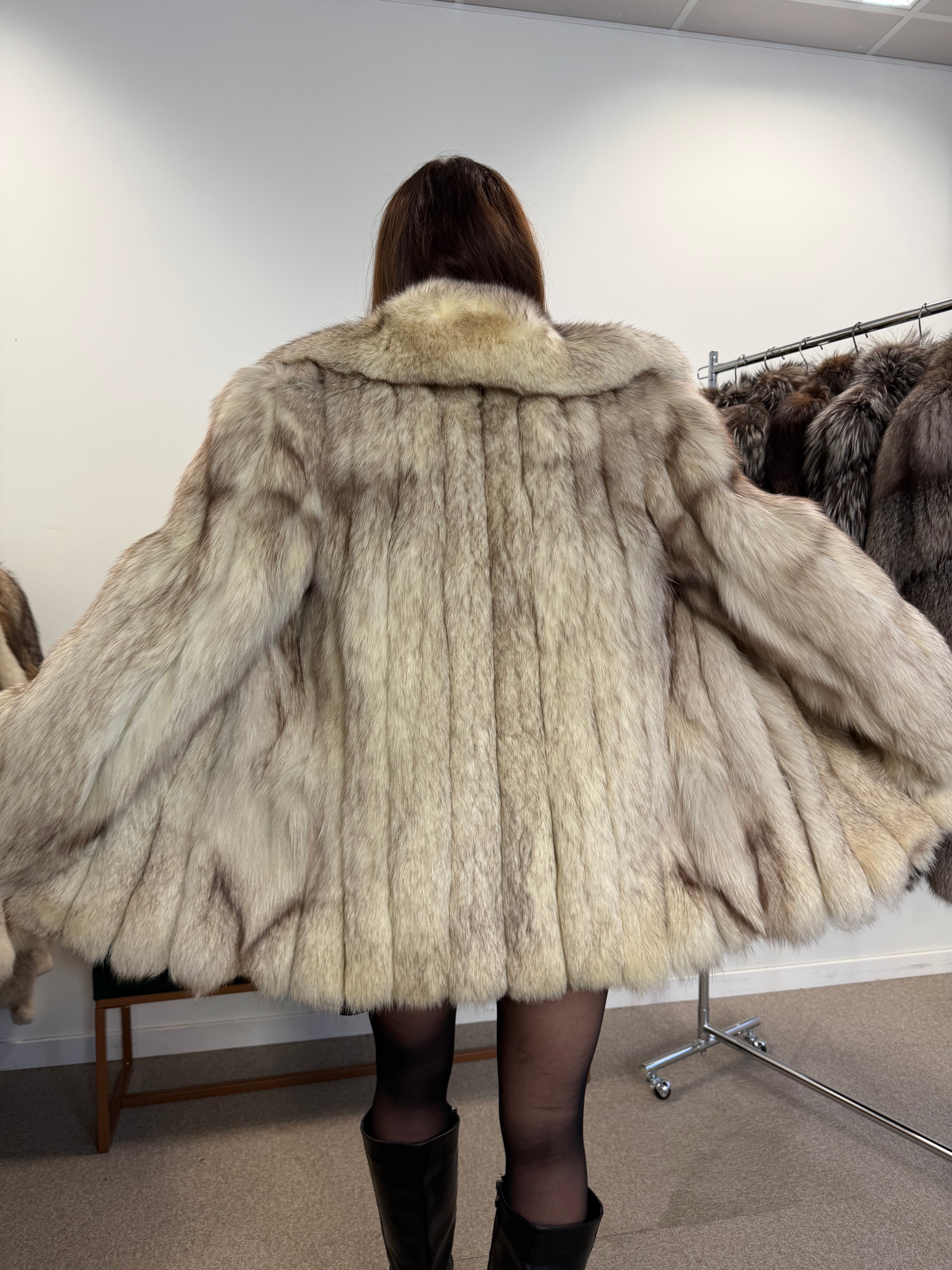 White Fox Fur Jacket, Medium size Polar fox