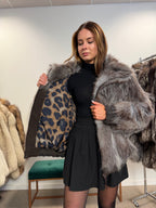 Opossum Fur Jacket, Hooded, Size M