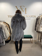 Blue Fox Fur Coat, Fluffy and Soft, Large