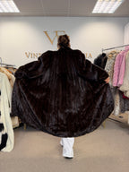 Dark Brown Mink Fur Coat, XL, Extra Full Length, Luxury