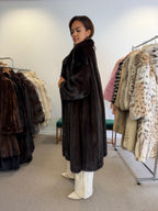 High quality Mink Fur Coat, Dark Brown, soft fur, XXL