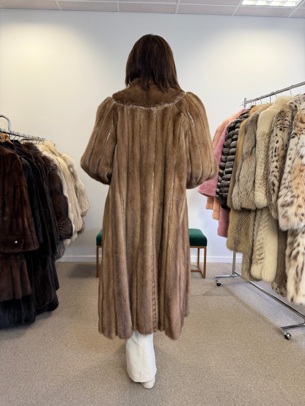 Mink Fur Coat, Pastel Snakeskin Swinger, Large size L