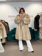 White Nordic Fox Fur Coat, Large, Outlet