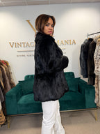 Black Rabbit Fur Coat, Medium