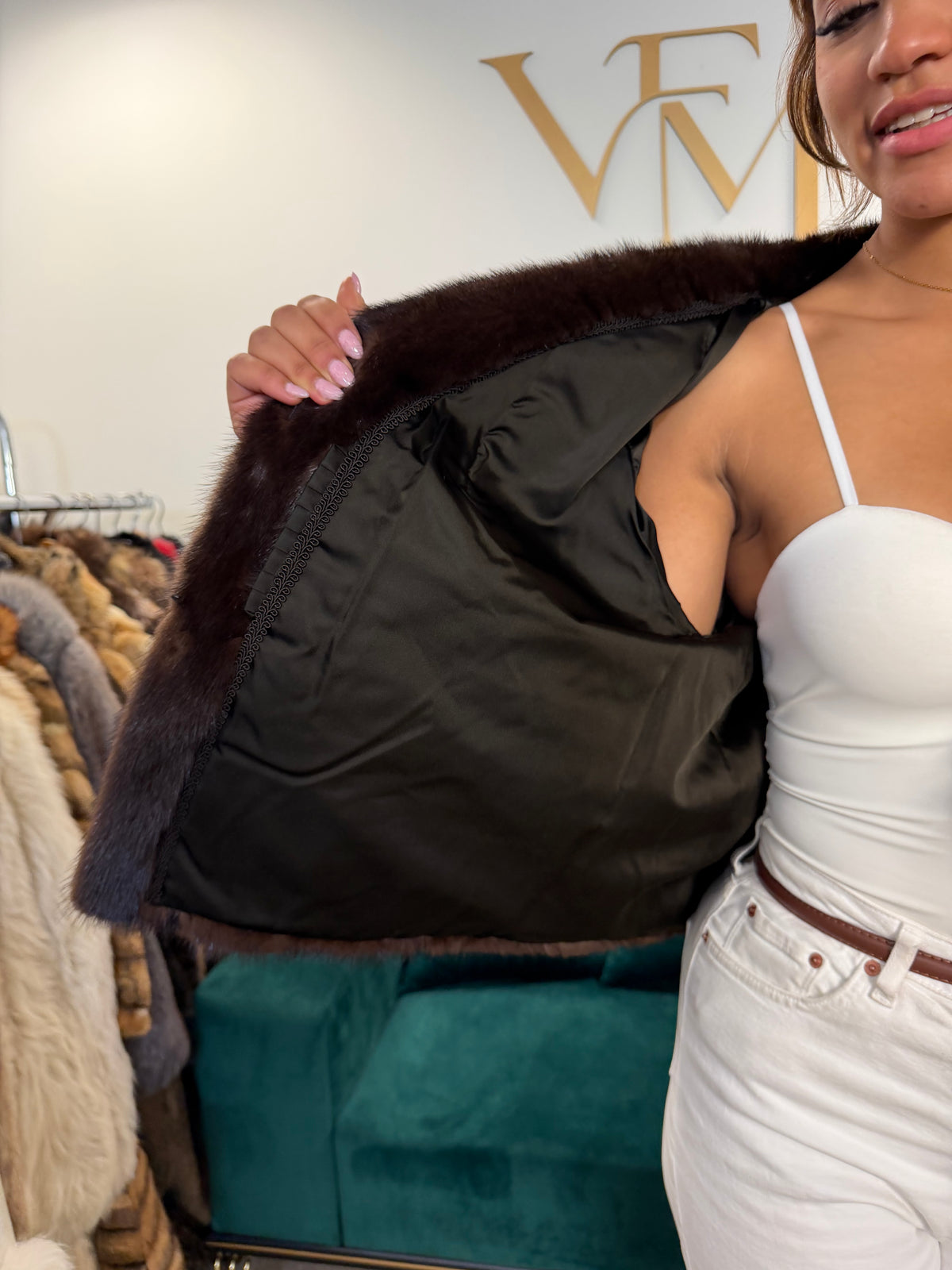 Dark Brown Mink Fur Jacket, Medium, Short