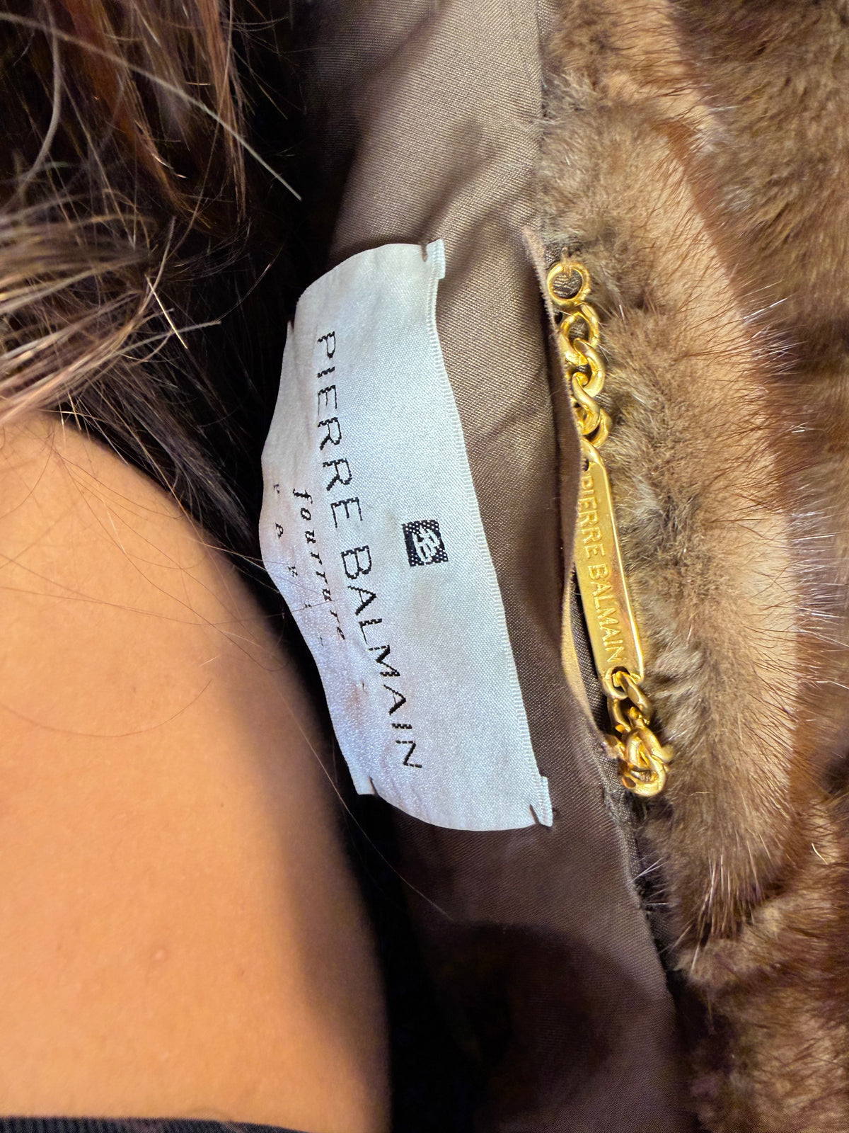 Pierre Balmain Mink Fur Coat, Brown, Medium, French Luxury
