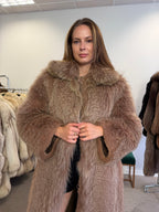Fox Fur Coat, Brown, Full Length, Reversible, Size L