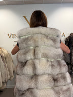White Nordic Fox Fur Vest, Medium, New