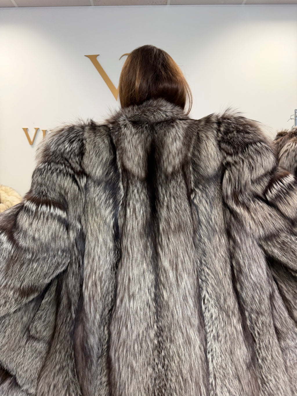 Silver Fox Fur Coat, Medium, Fluffy Soft