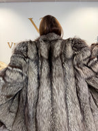 Silver Fox Fur Coat, Medium, Fluffy Soft