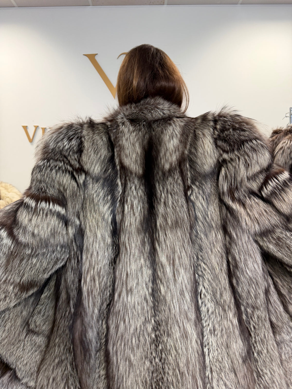 Silver Fox Fur Coat, Medium, Fluffy Soft