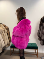 Pink Arctic Fox Fur Coat, Size S