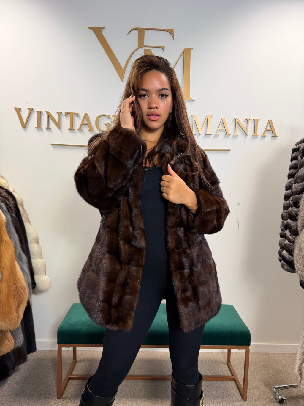 Brown Mink Fur Jacket, XL, Short