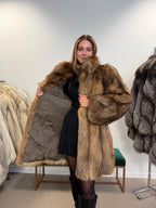 Fox Fur Coat, Cross Fox, Shoulder Pads, Size M