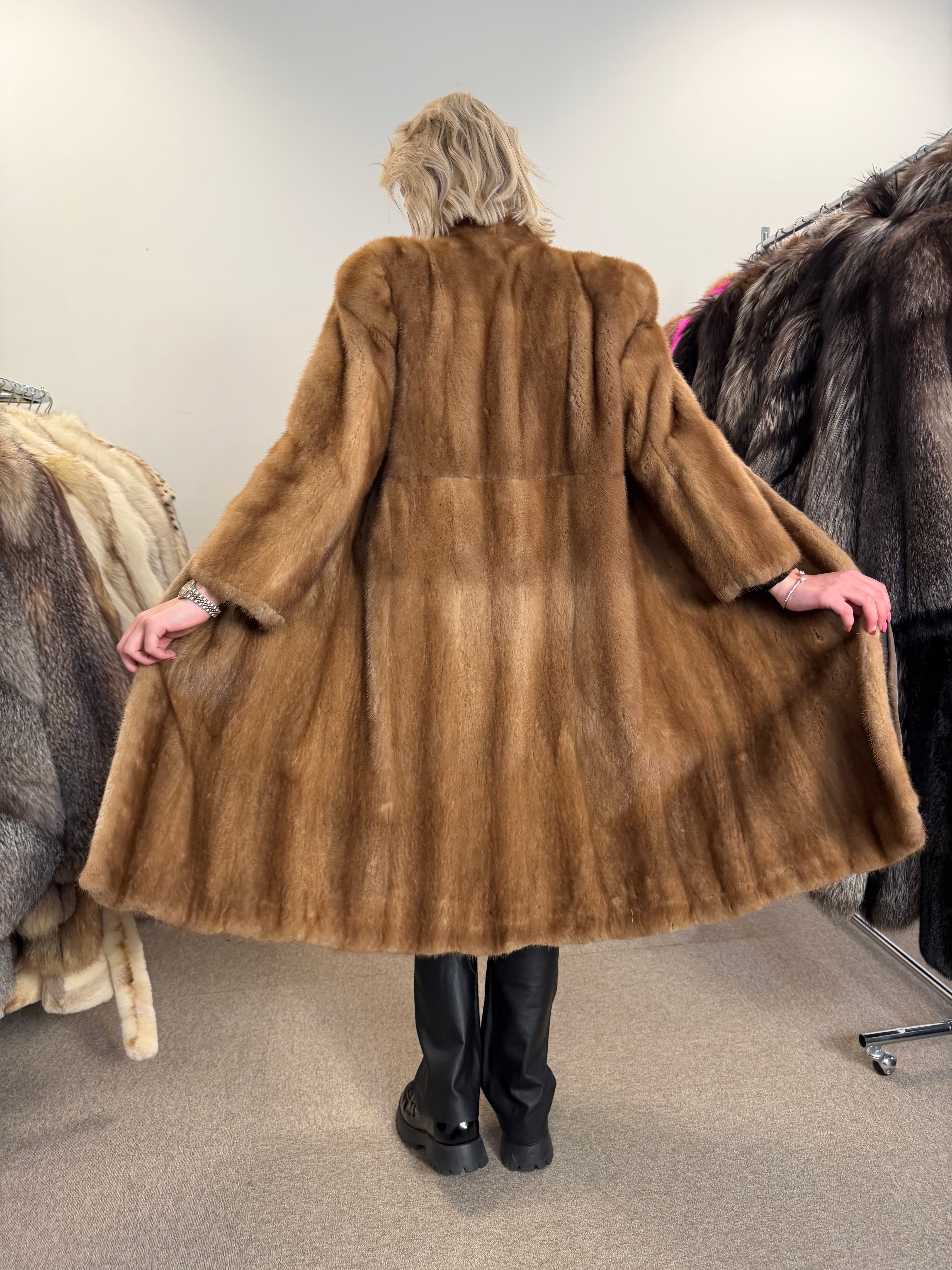 Mink Fur Coat, Pastel, Size S