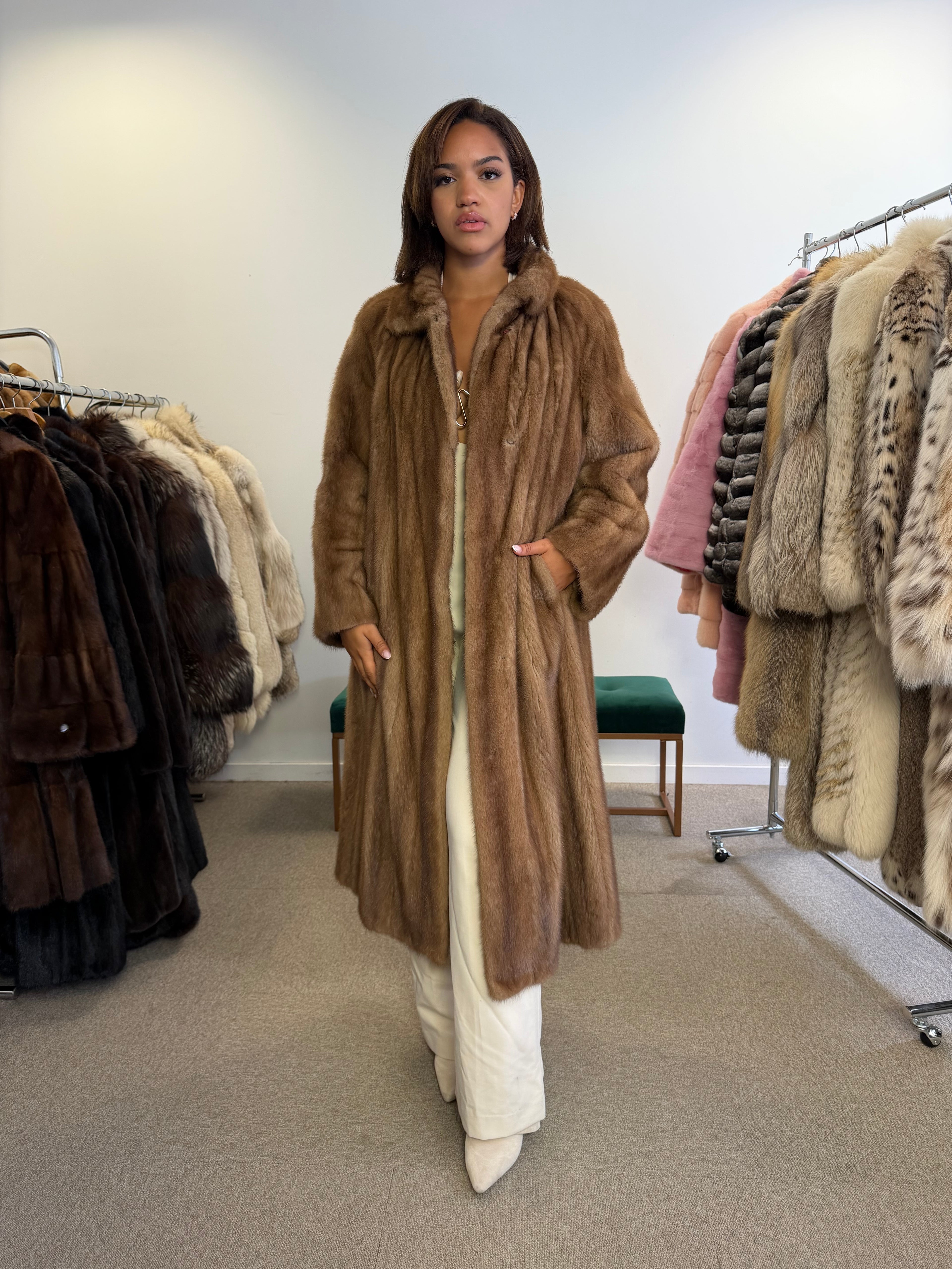 Luxury Mink Fur Coat, Pastel Swinger, Full Length, XL