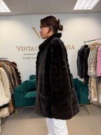 Black Sheared Mink Fur Jacket, XL, Reversible