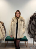 White Fox Fur Jacket, Medium size Polar fox
