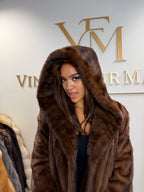 Pierre Balmain Mink Fur Coat, Brown, Medium, French Luxury