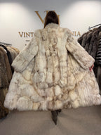 White Fox Fur Coat, Full Length, Pieced, Slim Medium