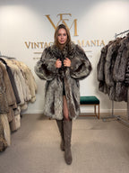Silver Fox Fur Coat, XL, Super Fluffy