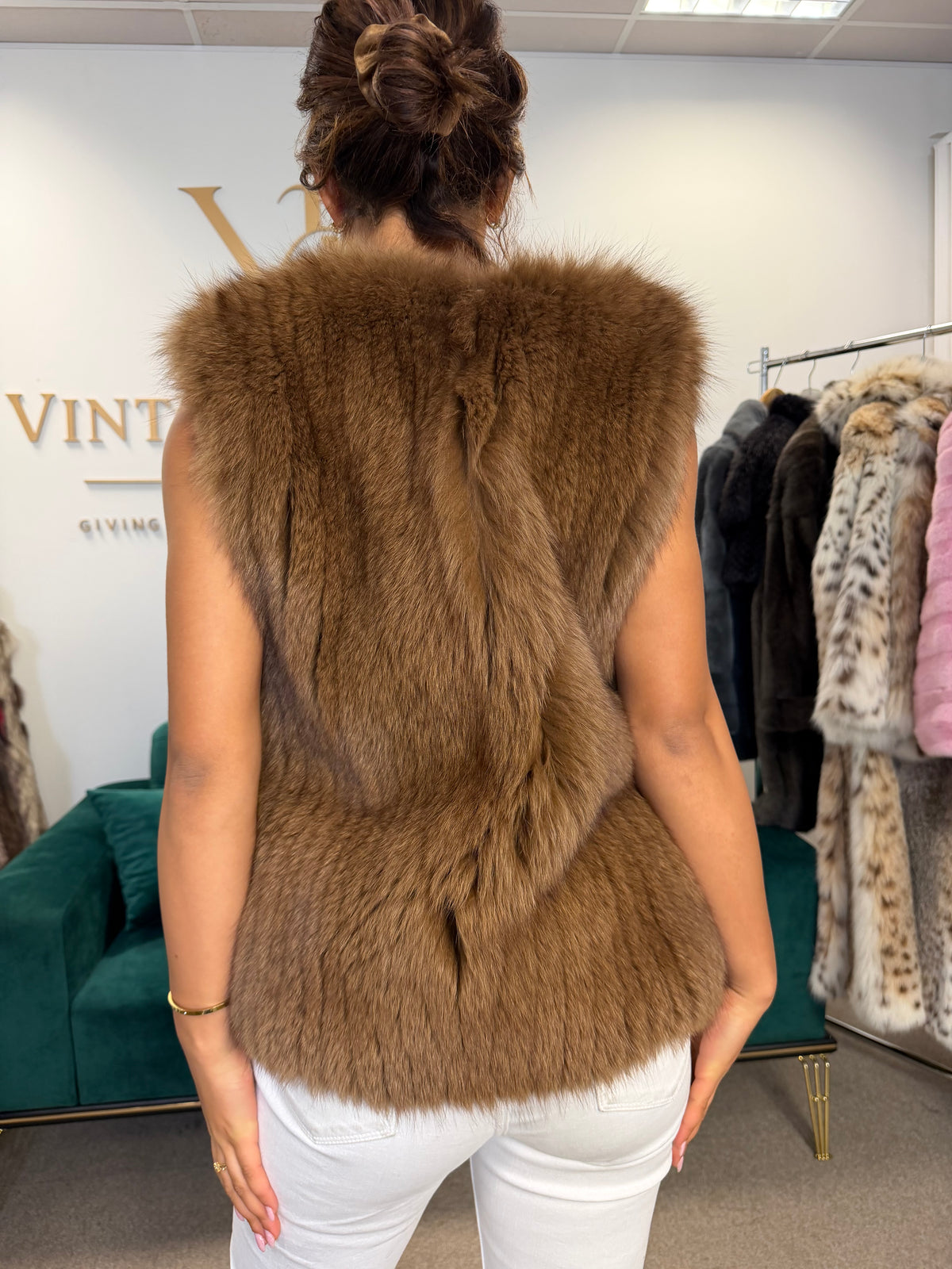 Light Brown Fox Fur Vest, Medium, Vintage