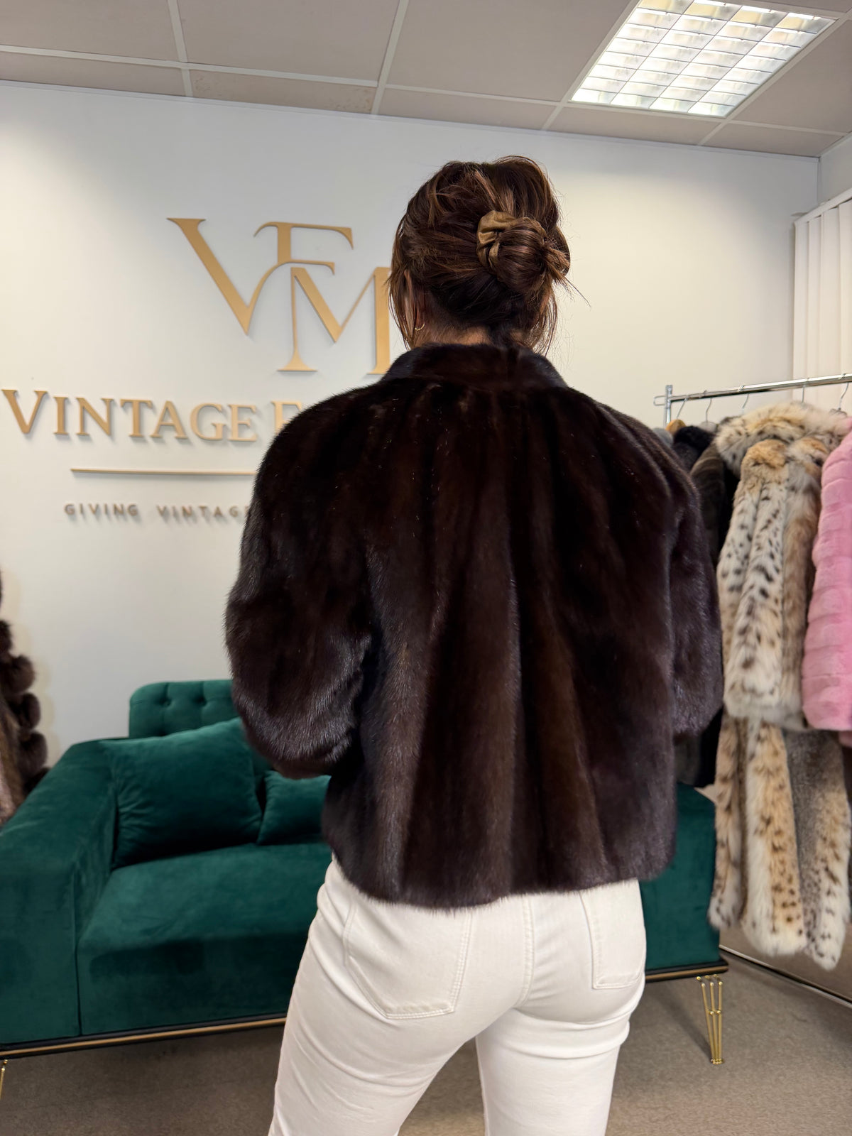 Dark Brown SAGA Mink Fur Jacket, Medium, Short