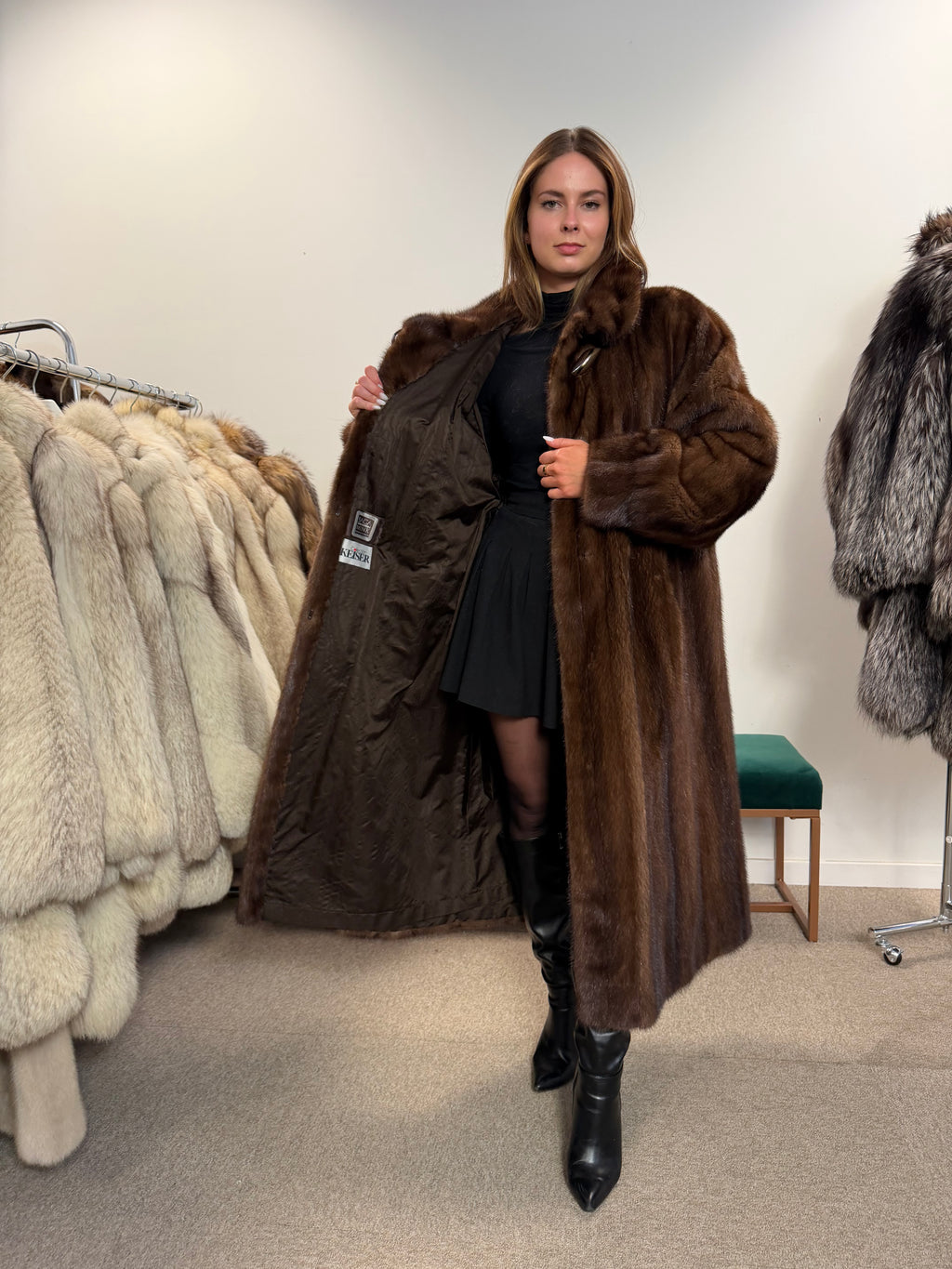 Mink Fur Coat, SAGA, Full Length, Size XXL